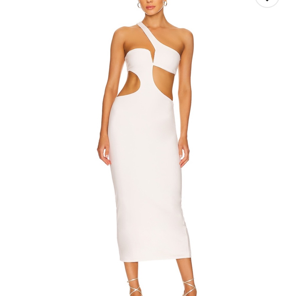NWT size XXS NBD revolve white midi dress with cutouts
